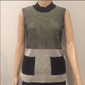 KENNETH COLE black/White sleeveless blouse Size S